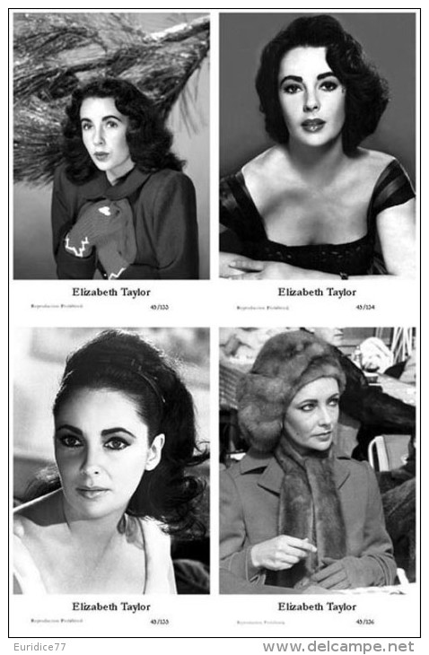 ELIZABETH TAYLOR - Film Star Pin Up PHOTO Postcard - Publisher Swiftsure Postcards 2000 SET 133-36 - Entertainers