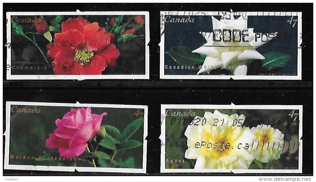 CANADA, 2001, #1911-14, USED, ROSES, SET 4 STAMPS   USED - Postzegels