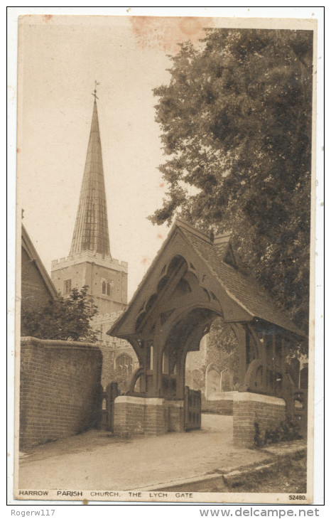 Harrow Parish Church, The Lych Gate, 1928 Postcard - Middlesex