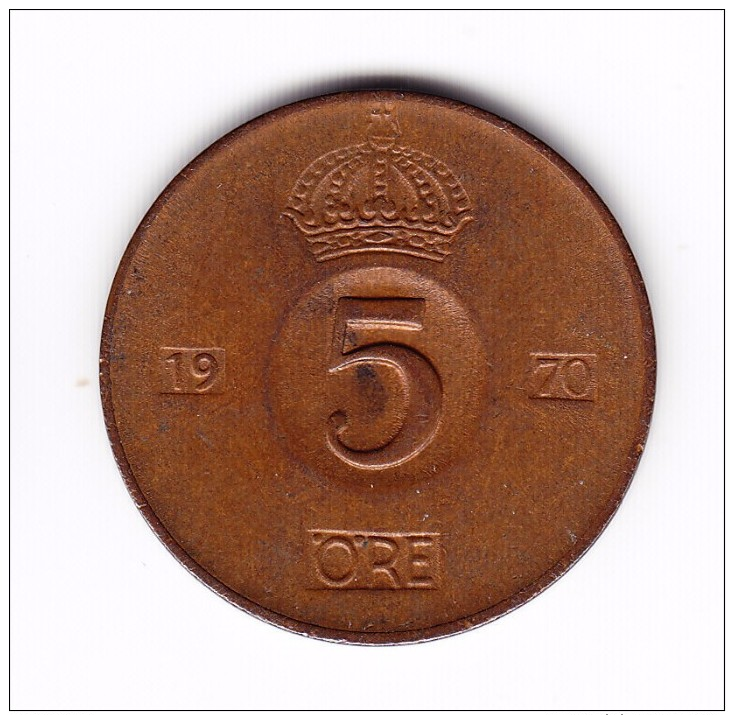 1970 Sweden 5  Ore Coin - Suède