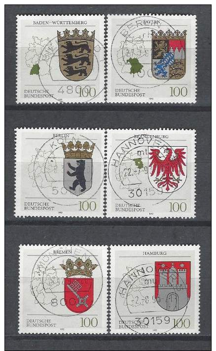 BUND Mi-Nr. 1586 - 1591 Wappen Gestempelt (10) - Briefmarken