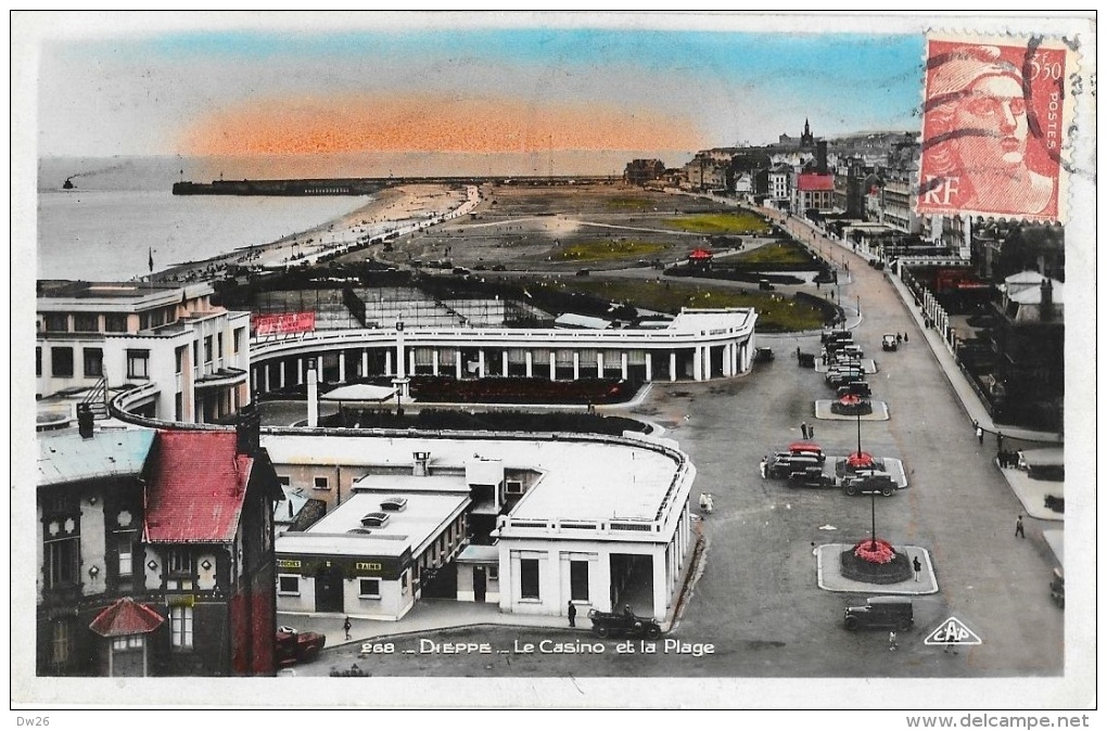 Dieppe - Le Casino Et La Plage - Carte CAP Colorisée N°268 - Dieppe