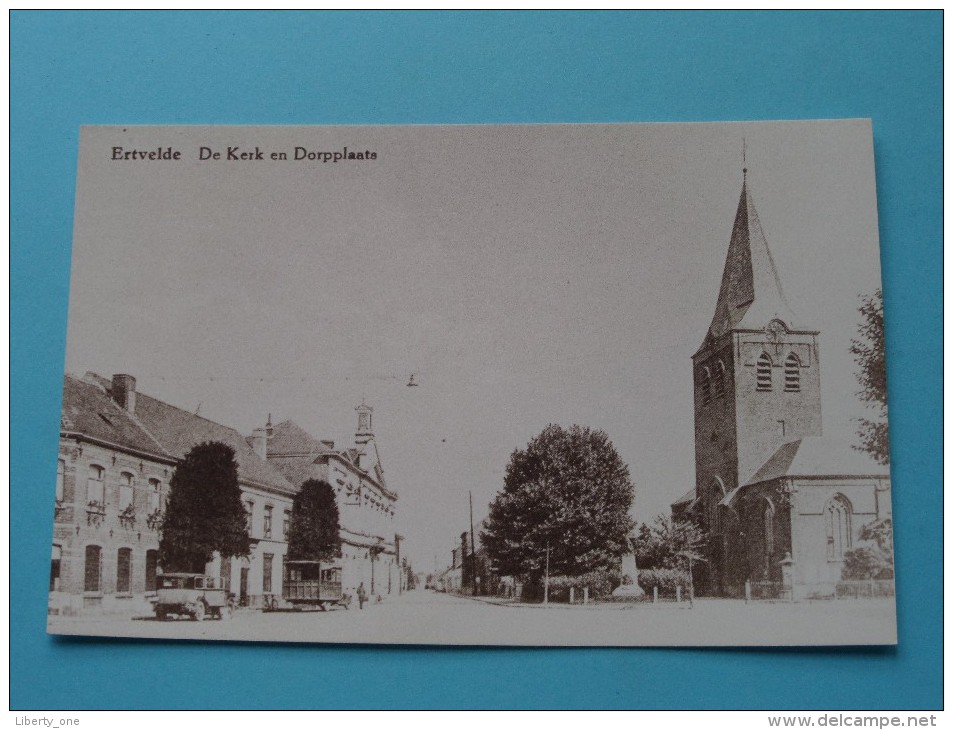 De Kerk En Dorpplaats ERTVELDE ( REPRO Copie / Copy ) - Anno 19?? ( Zie Foto Voor Details ) !! - Evergem