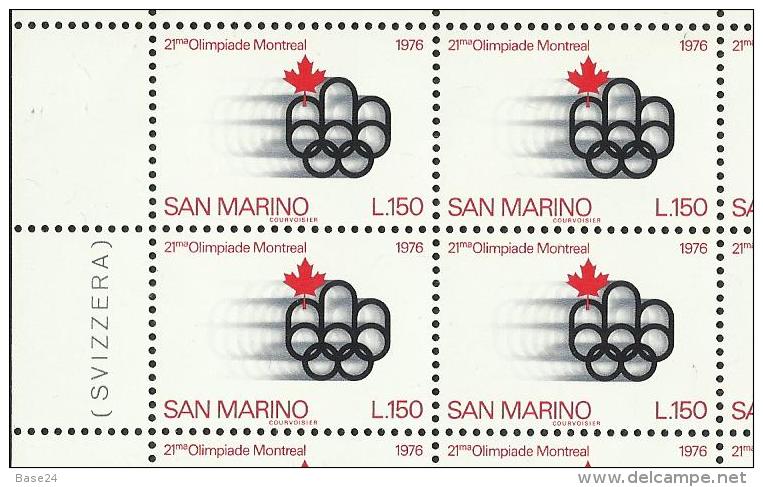 1976 San Marino Saint Marin OLIMPIADI DI MONTREAL OLYMPIC GAMES 40 Serie MNH** In Blocco - Estate 1976: Montreal