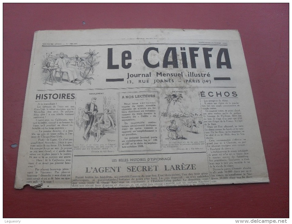 Le Caiffa  N° 106 107    Septembre  Octobre 1936 - Autres & Non Classés