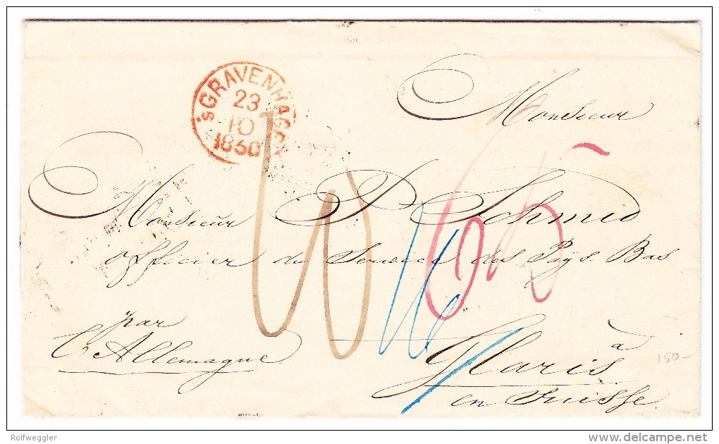Heimat GL GLARUS 20.10.1860 AK-Stempel Und Zugst. Zürich-Glarus Auf Brief Aus Gravenhage Holland - ...-1852 Voorlopers