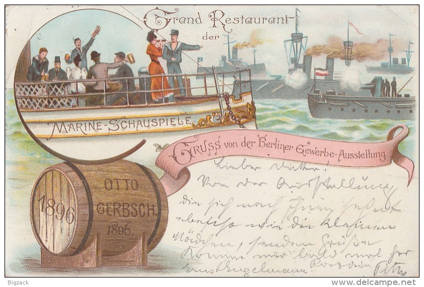 Berlin Gruss Von Der Berliner Gewerbe-Ausstellung 1896 Grand Restaurant Otto Gerbsch 20.7.96 - Sonstige & Ohne Zuordnung