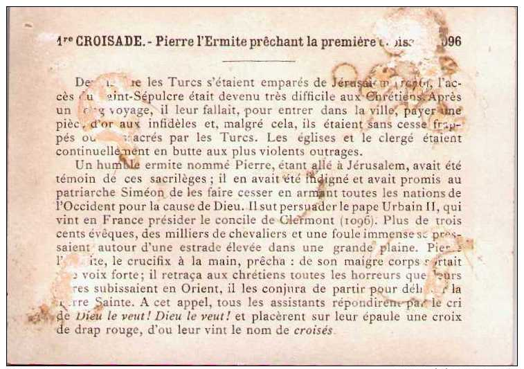 Chromo - 1ere Croisade 1096 PIERRE L'ERMITE Prêchant  -  Scans Recto-verso - Autres & Non Classés