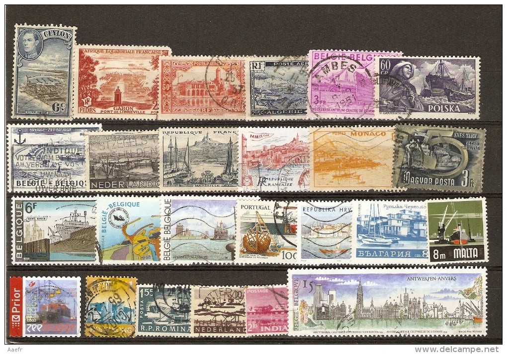 Ports - Activités Portuaires - Petit Lot De 25 Timbres Oblitérés - Boten