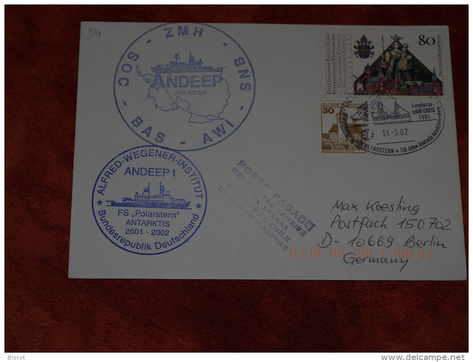Allemagne  Cachet Postal Du POLARSTERN 31  3  2002 Enveloppe Ayant Voyagé - Bases Antarctiques