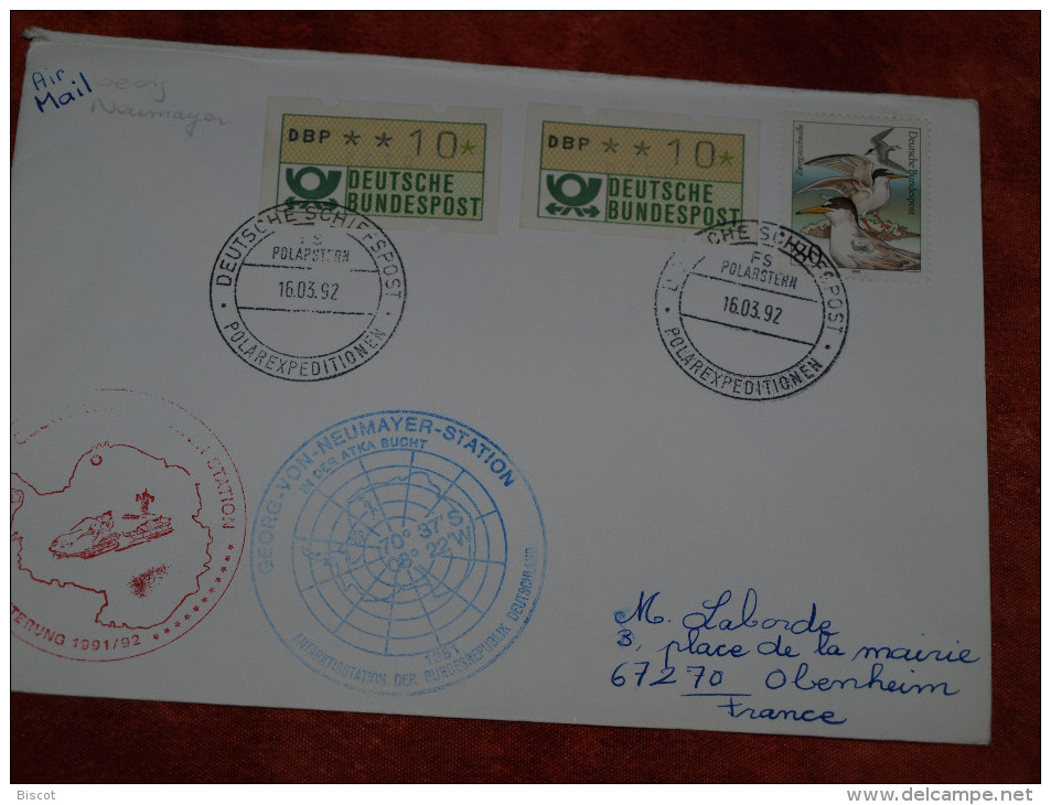 Allemagne Base De Neumayer  Cachet Postal Du POLARSTERN 16 3 1992 - Onderzoeksstations