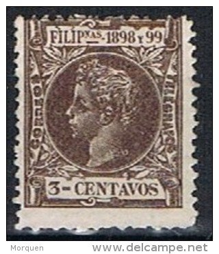 Sello 3 Ctvs Peso, FILIPINAS Colonia Española, VARIEDAD Impresion, Num 138 * - Philipines