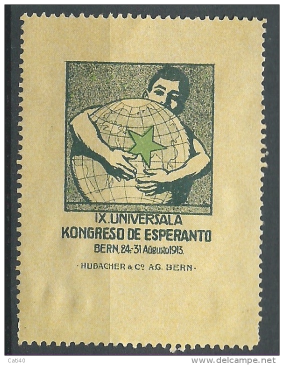 ESPERANTO - BERN BERNA 1913 -  IX UNIVERSALA KONGRESO DE ESPERANTO - ERINNOFILO  CHIUDILETTERA CINDERELLA - Esperanto