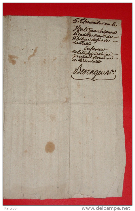 Vieux Papiers - Drôme 1794 Acte De Vente à Déchiffrer établi à Pierrelatte  - Notaire Me Berenger Manuscrit Paléographie - Manuscrits