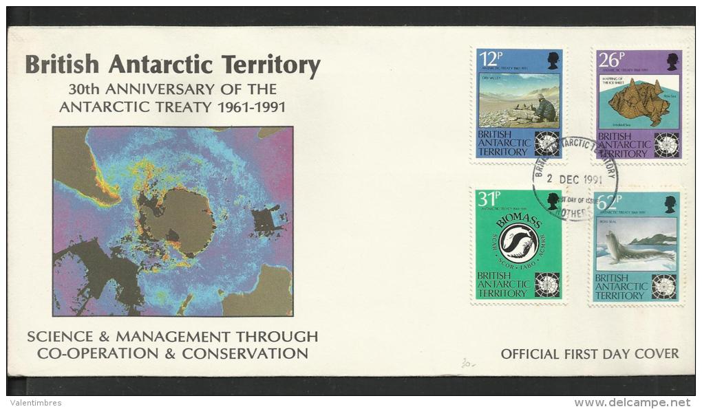 Antarctique Britanique FDC 2.12.1991 30 ème Anniversaire Du Traité  Britsh Antarctic Territory 1 - Antarctic Expeditions