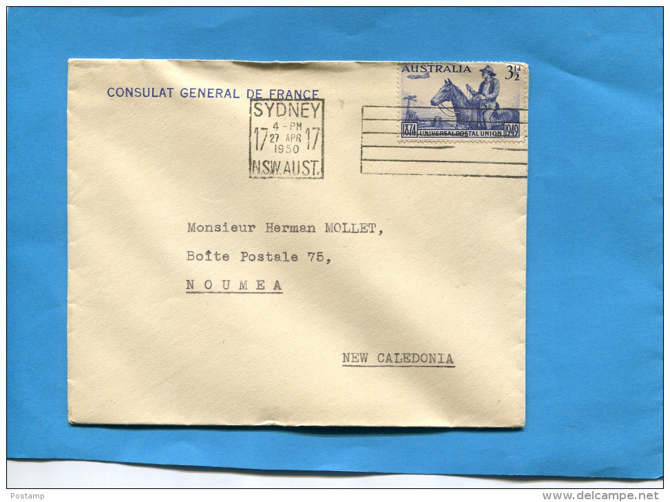 MARCOPHILIE-Lettre Australia-cad 1948 Pour NLLE CALEDONIE FSE Stamp+N° 169  UPU-75° Anniversaire - Marcophilie