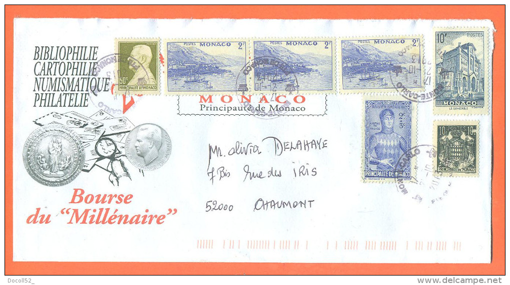 Monaco - Enveloppe Publicitaire " Bourse Du Milllénaire "  Timbrée - 2 Scans - Postmarks
