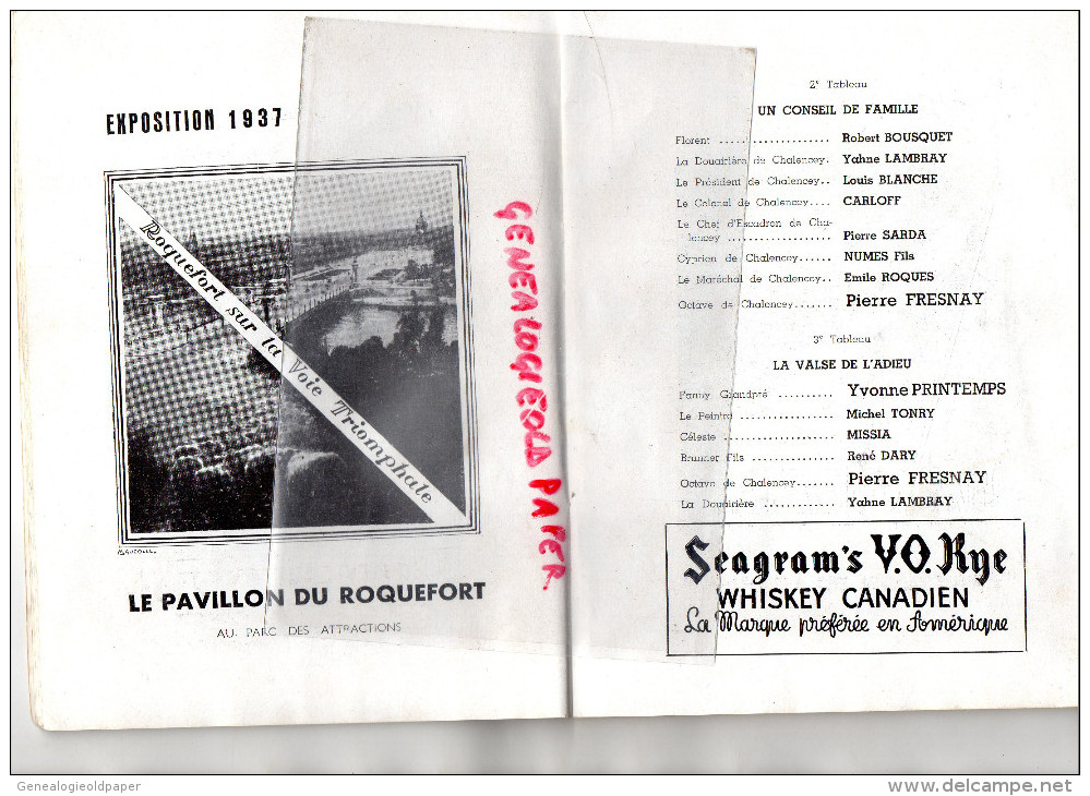 75 - PARIS - PROGRAMME THEATRE BOUFFES PARISIENS- OFFENBACH- TROIS VALSES-1936-1937- MARCHAND-WILLEMETZ-STRAUS-PRINTEMPS