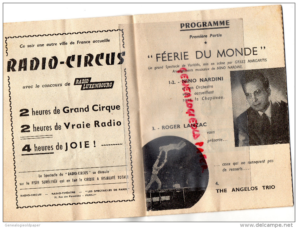 RADIO THEATRE- RADIO LUXEMBOURG- PROGRAMME FEERIE DU MONDE- ROGER LANZAC-CIRQUE- NINO NARDINI-JACKIE LAWRENCE-MONSAVON- - Programmes