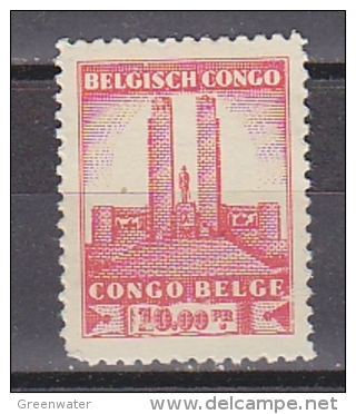 Belgisch Congo 1941 Monument Koning Albert I Te Leopoldstad 10Fr  1w (ronde Hoek) ** Mnh (26854) - Ongebruikt