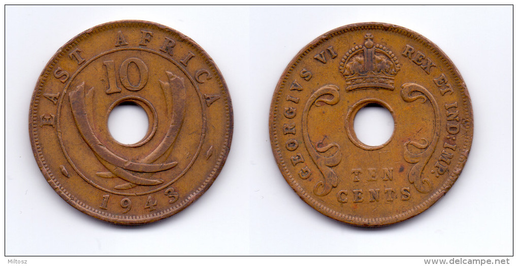 East Africa 10 Cents 1943 SA - Colonia Británica