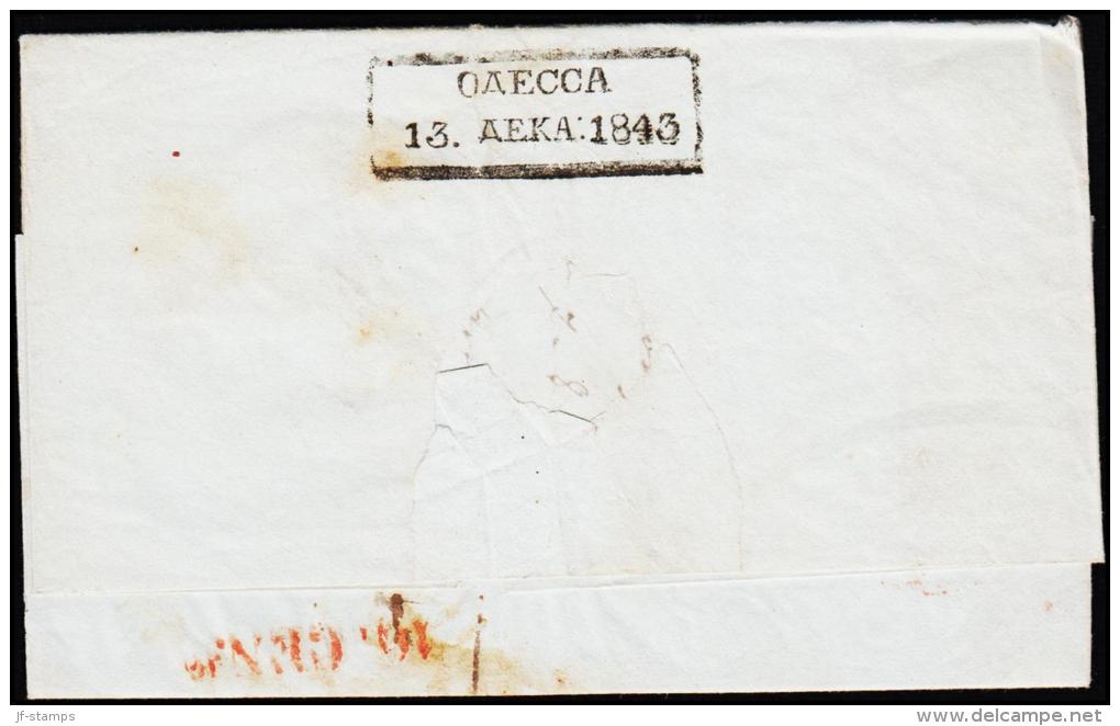 1843. ODESSA 13 OCT 1843. To Genova, Italien. Portostempel 10 CEN. + LT. Scarce Cover. (Michel: ) - JF190464 - ...-1857 Prephilately