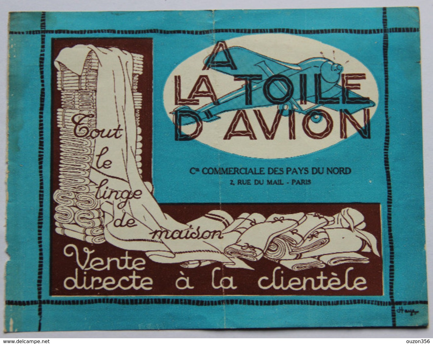 Calendrier 1928 "A La Toile D'Avion" à Paris, Linge De Maison - Petit Format : 1921-40