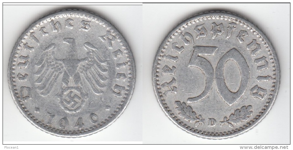 **** ALLEMAGNE - GERMANY - 50 REICHSPFENNIG 1940 D - 3ème REICH - THIRD REICH **** EN ACHAT IMMEDIAT - 50 Reichspfennig