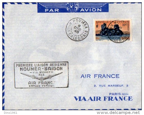 TB 894 - Lettre -  Poste Aérienne - Première Liaison Aérienne NOUMEA - SAIGON Via SYDNEY Pour PARIS - Briefe U. Dokumente