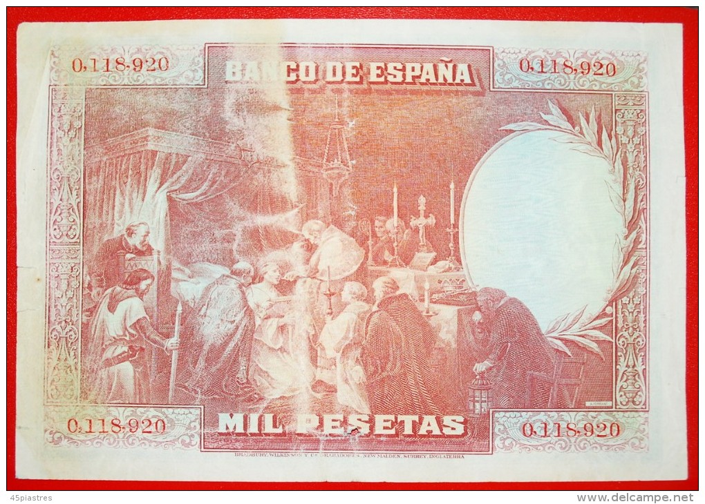 • EUCHARIST: SPAIN ★ 1000 PESETAS 1928!!! San Fernando (1217– 1252) LOW START!&#9733;NO RESERVE! - 1000 Peseten