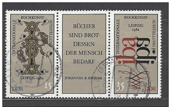 DDR - Mi-Nr. Dreierstreifen 2697 - 2698 Buchkunstausstellung Leipzig Gestempelt (2) - Zusammendrucke