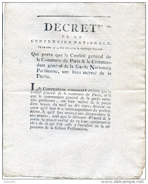 Décret De La Convention Du 12 Mars 1793 - Décrets & Lois