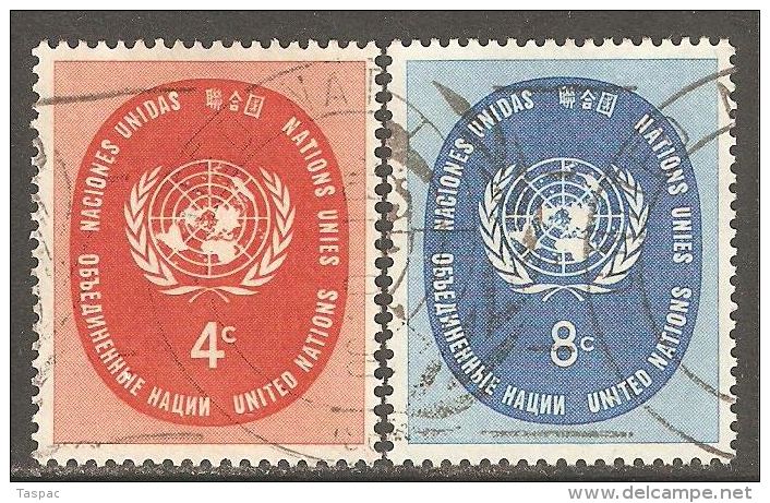 UN / New York 1958 Mi# 70-71 Used - UN Seal - Oblitérés