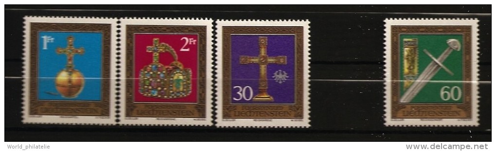 Liechtenstein 1975 N° 569 / 72 ** Bijou, Joyaux Impériaux, Croix, Or, Épée, Globe, Couronne, Pierres Précieuses, Aigle - Unused Stamps