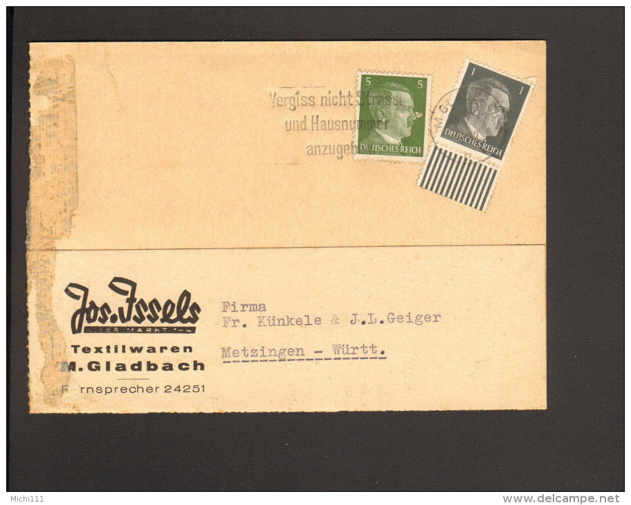 Fernpostkarte Mit 1 U.5 Pfg. Hitler Mi.Nr.781 U.784 V.23.7.42 V. M.Gladbach Nach Metzingen 2 Bilder - Briefe U. Dokumente