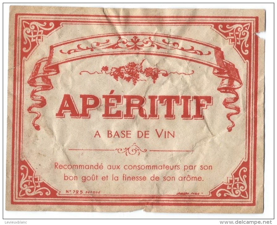 Etiquette//Vins Spiritueux Sirops/Apéritif à Base De Vin/Jouneau /Vers 1910-1920     ETIQ36 - Autres & Non Classés