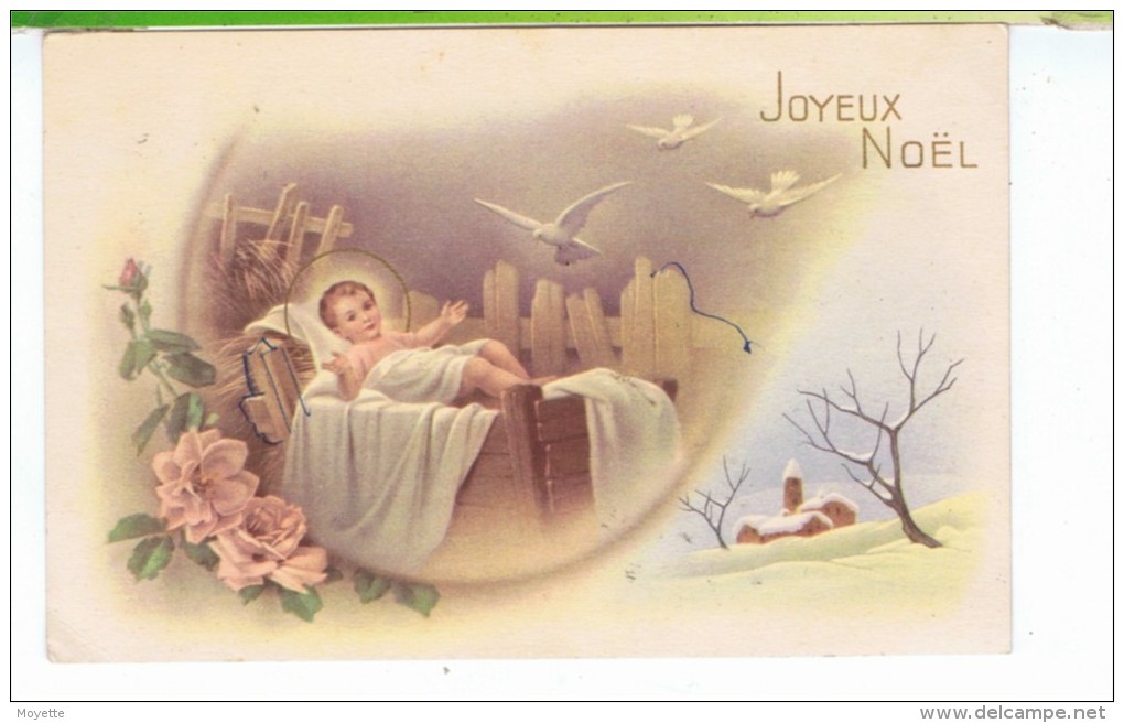 CPA-1955-ILLUSTRATEUR-NON SIGNE-JOYEUX NOËL-UN PETIT JESUS AVEC DES COLOMBES- - Other & Unclassified