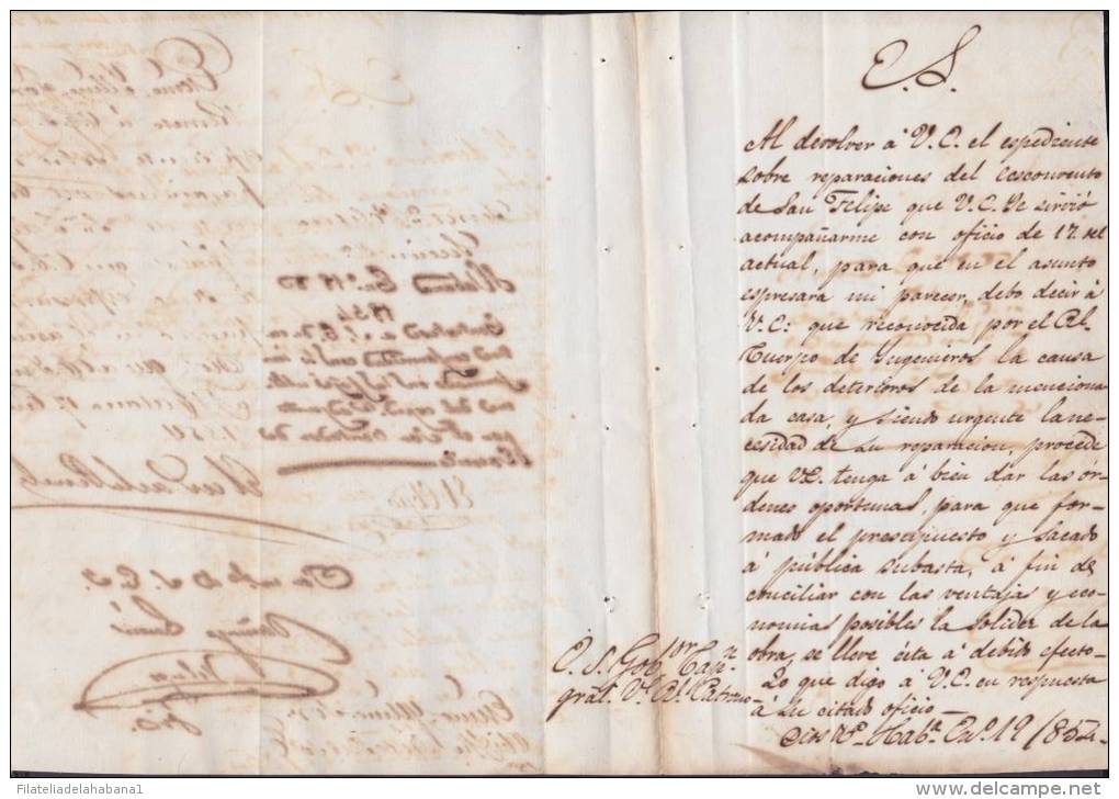 BE509 CUBA SPAIN ESPAÑA 1854 CAPTAIN GENERAL SIGNED JUAN G. PEZUELA - Other & Unclassified