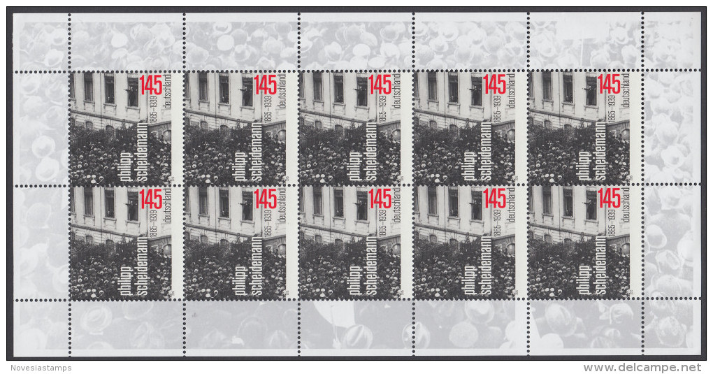 !a! GERMANY 2015 Mi. 3165 MNH SHEET(10) -Philipp Scheidemann - 2011-2020