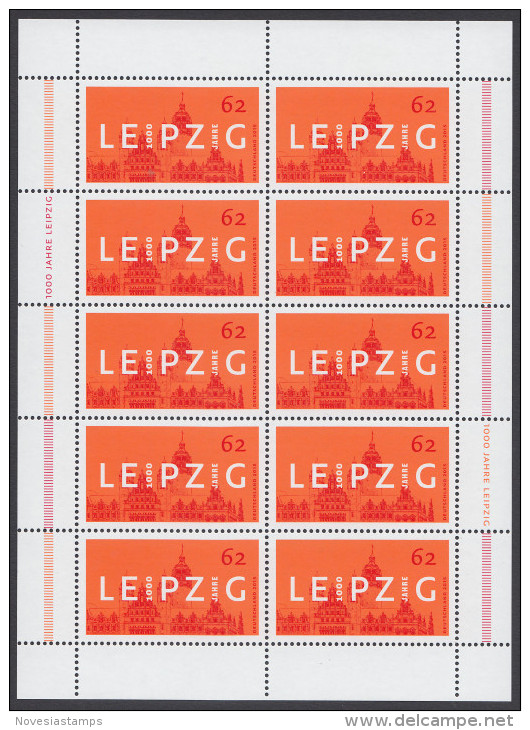 !a! GERMANY 2015 Mi. 3164 MNH SHEET(10) -Town Of Leipzig - 2011-2020