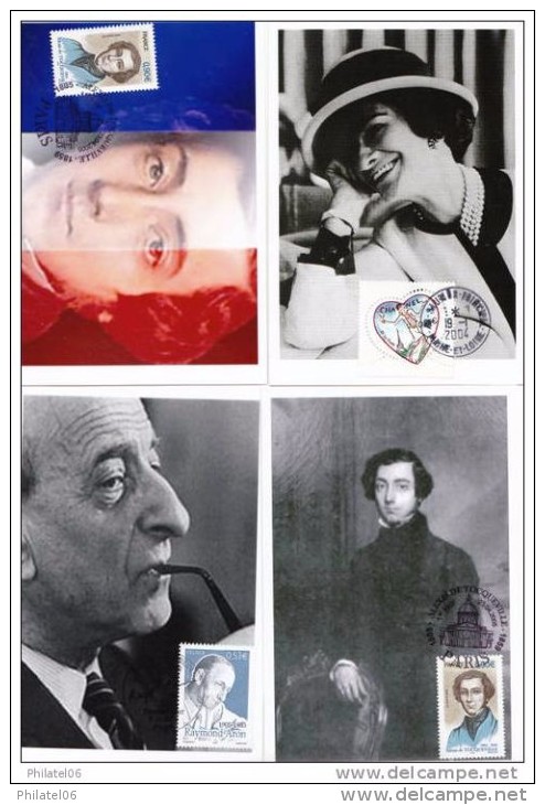 FRANCE  8 CARTES MAXIMUM  FRANCE   CELEBRITES (COCO CHANEL,TOCQUEVILLE,MALRAUX,NAPOLEON...) - Collections, Lots & Séries