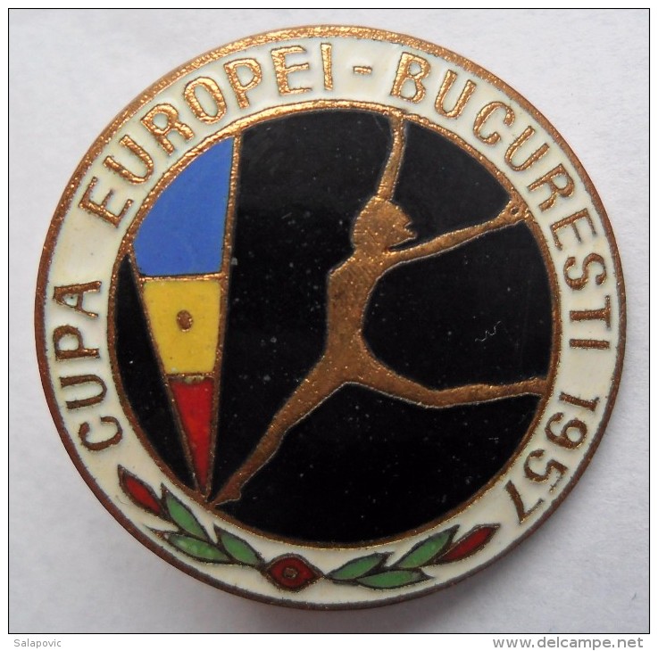 GYMNASTICS - EUROPEAN CUP BUCHAREST, ROMANIA 1957 PINS BADGES   P - Gymnastics