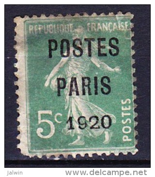 FRANCE PREO 1920-22 YT N° 24 * ABIME - 1893-1947