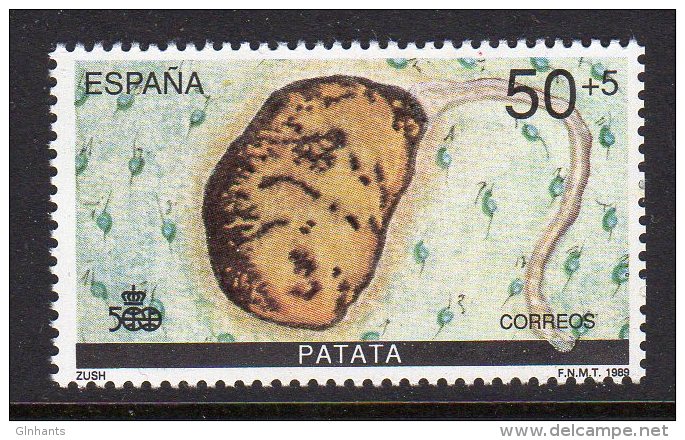 SPAIN - 1989 DISCOVERY OF AMERICA ANNIVERSARY 50c+5 POTATO FINE MNH ** SG3039 - Unused Stamps