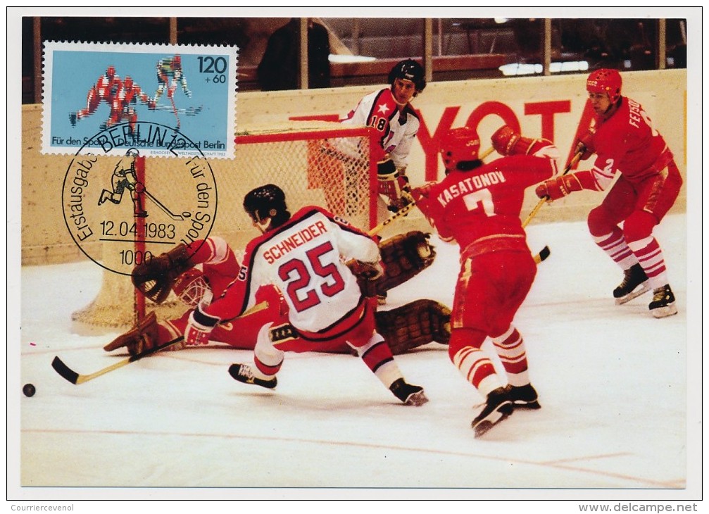 ALLEMAGNE BERLIN - 2 Cartes Maximum "Für Den Sport" (Pour Le Sport) - Hockey S/glace /Patinage Artistique - 1983 - Hockey (Ijs)