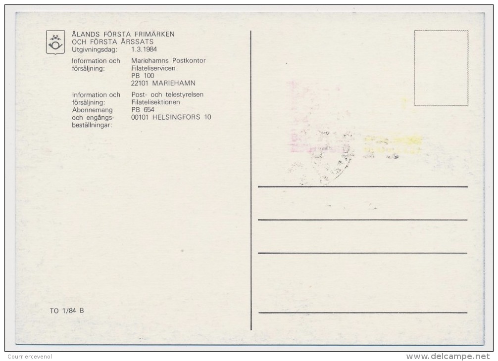 ALAND - 2 Cartes Maximum - Fantaisies Philatéliques... Timbres Concordants Sur Cartes 1984 - Aland