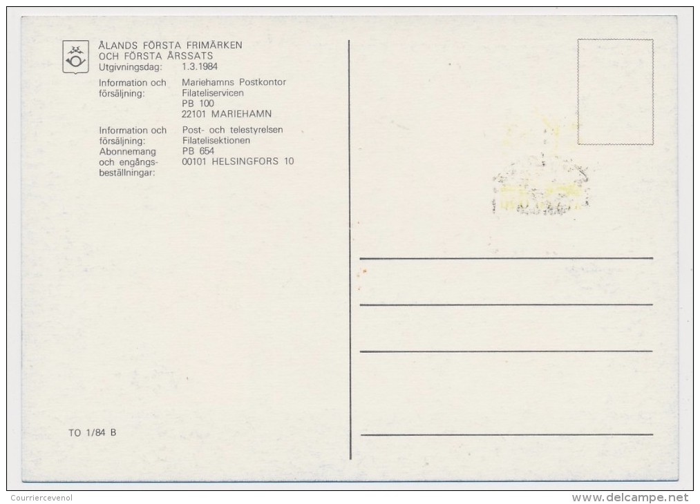 ALAND - 2 Cartes Maximum - Fantaisies Philatéliques... Timbres Concordants Sur Cartes 1984 - Aland