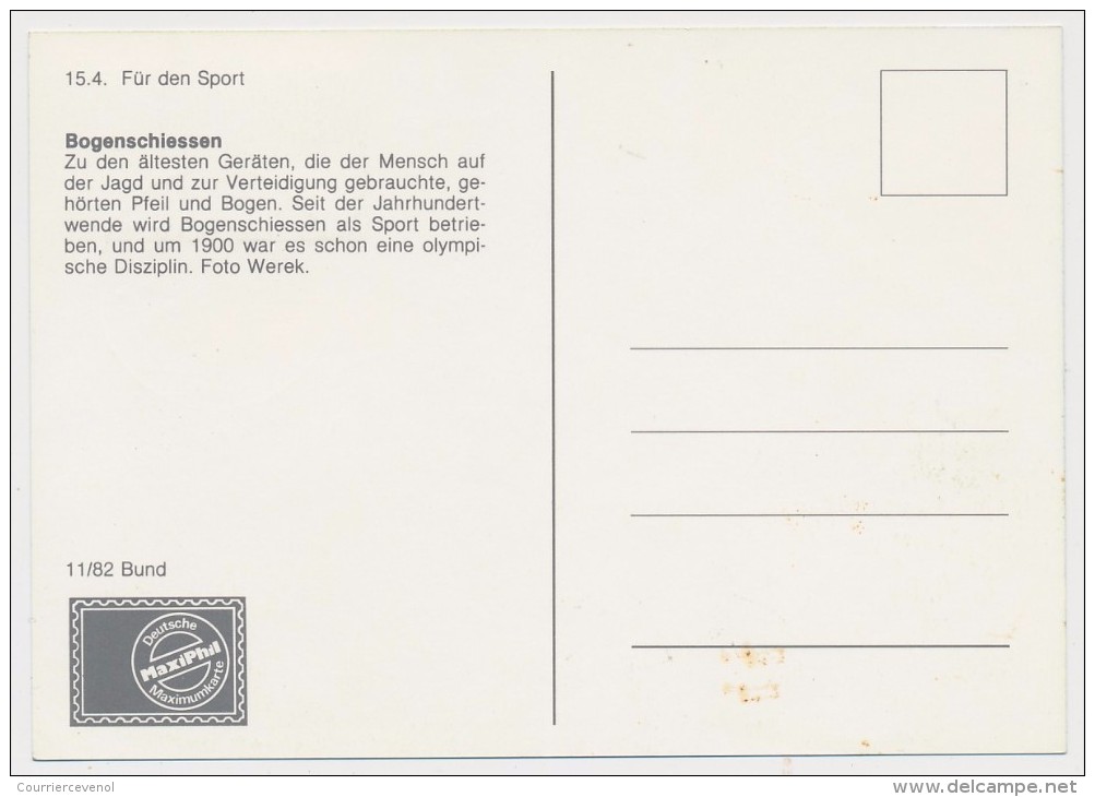 ALLEMAGNE - 2 Cartes Maximum "Für Den Sport" Tir à L'Arc / Course à Pieds - 1982 - Sonstige & Ohne Zuordnung