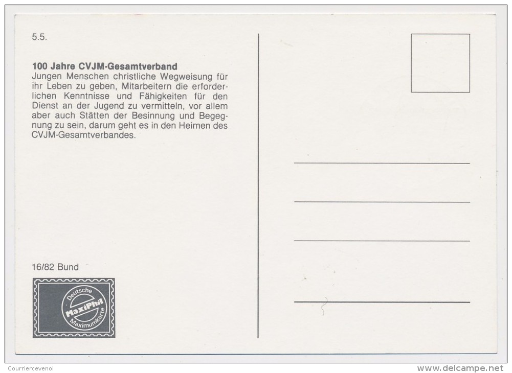 ALLEMAGNE - Carte Maximum "C.V.J.M" - (Union Chrétienne Des Jeunes Gens YMCA) 1982 - Andere & Zonder Classificatie