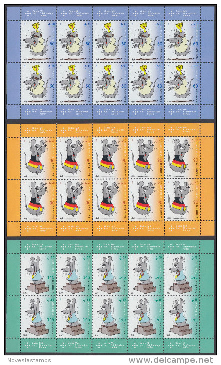 !a! GERMANY 2014 Mi. 3075-3077 MNH SET Of 3 SHEETS(10 Each) -Sports: Comics - 2011-2020